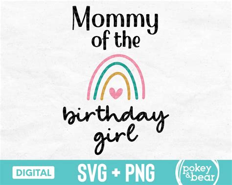 Mommy Of The Birthday Girl Svg Rainbow Birthday Svg Boho Etsy