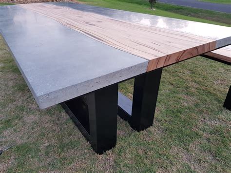 Live Edge Hardwood Timber And Concrete Dining Table With