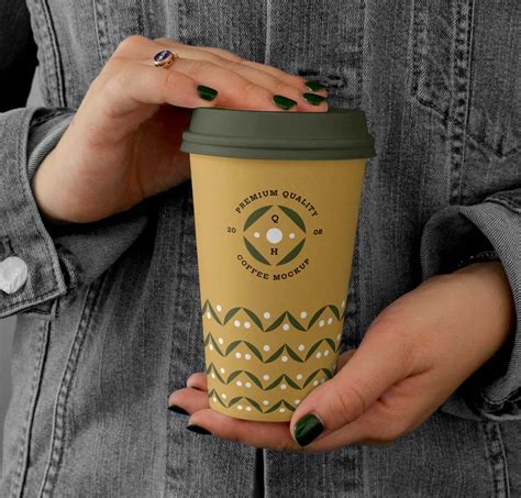 Free Hand Holding Large Coffee Cup Mockup Psd Good Mockups