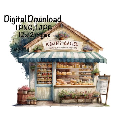 Bakery Shop Watercolor Clipart Patisserie Bakery PNG Commercial Use