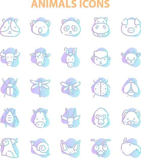 25枚动物头像主题矢量图标素材 Animal Face Icons Set 设计小咖