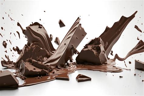 Primeros Planos De Trozos De Chocolate Oscuro Cayendo Sobre Un Fondo