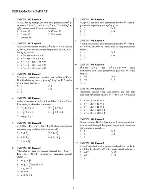 Bab 1 Persamaan Kuadrat Pdf Io Pdf