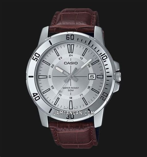 Casio General Mtp Vd L C Mtp Vd L Cvudf Men Silver Dial Brown