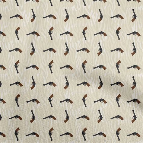 OneOone Velvet Beige Fabric Cowboy Sewing Material Print Fabric By The