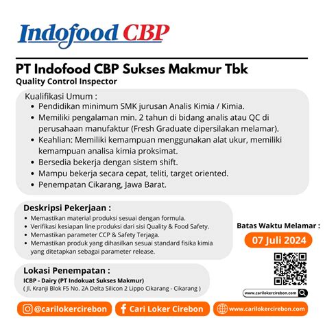 Lowongan Kerja Terbaru Banyak Posisi Yang Dibutuhkan Di Pt Indofood Cbp