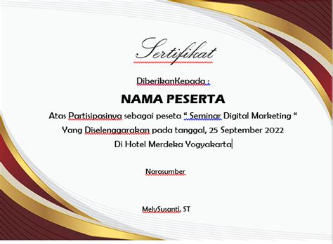 60 Template Sertifikat Word Gratis Bisa Diedit Ayomartid