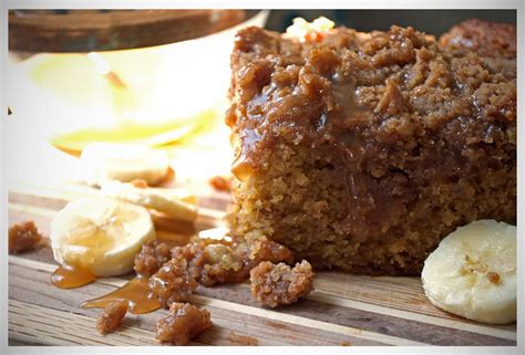 Banana Crumb Cake With Caramel Rum Sauce Of Batter Dough