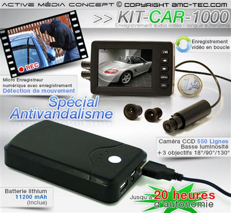 KIT CAR 1000 Kit vidéosurveillance antivandalisme vehicule longue