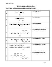 Naming Branched Alkanes And Alkyl Halides Practice Worksheet Course Hero