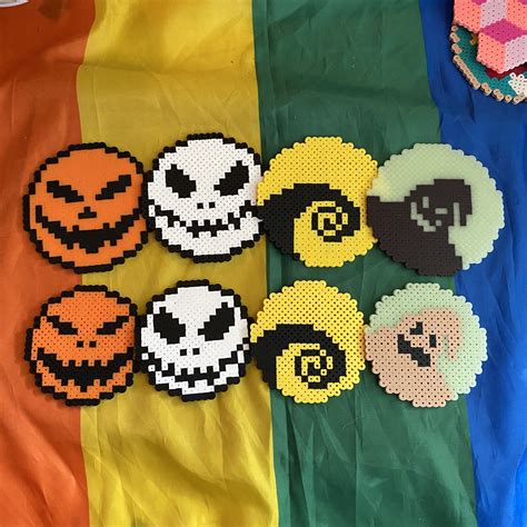 Nightmare Before Christmas Coasters Small and Medium Spooky Halloween Perler Beads - Etsy