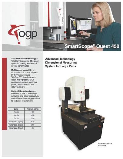 Used OGP Quest 450 CMM Smart Scope Optical Laser Gauging Measuring ...