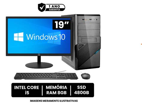 Computador Completo Intel Core I5 8gb De Ram Ssd 480gb Monitor Led 19