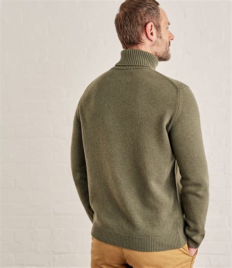 Sage Leaf Mens Lambswool Turtle Neck Sweater Woolovers Us