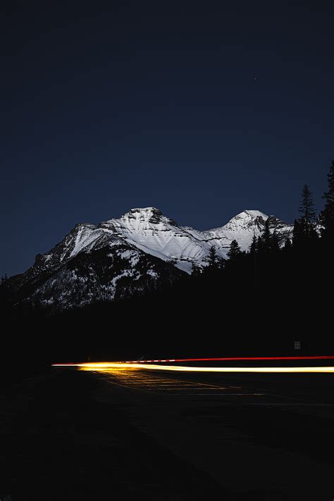 Mountain Road Light Long Exposure Dark Hd Phone Wallpaper Peakpx