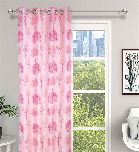 Buy Pink Polyester Light Filtering Feet Eyelet Curtain Piece By