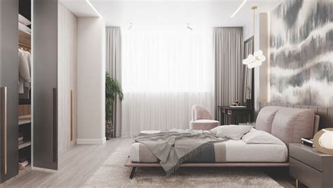 Pale pink bedroom. on Behance