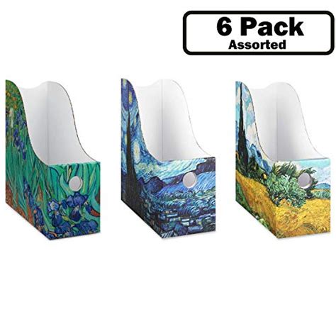 Dunwell Magazine File Holders 6 Pack Impressionist Art Decorative Book Box For Bookshelf