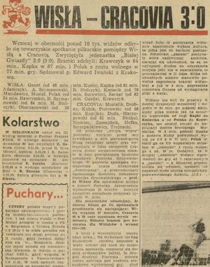 1973 09 19 Wisła Kraków Cracovia 3 0 WikiPasy pl Encyklopedia KS