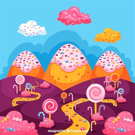 Fondo De Tierra De Dulces Sabrosos En Estilo Plano Vector Gratis