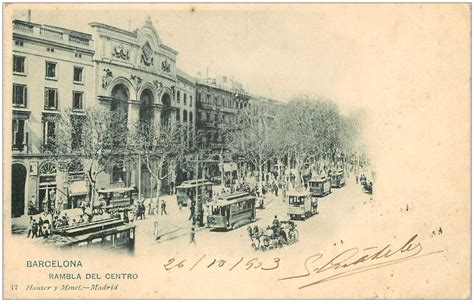 Barcelona Rambla Del Centro Tramways Et Attelages