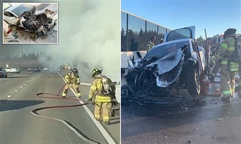 California Fire Crews Use Six Thousand Gallons Of Water To Extinguish Burning Tesla Model S R