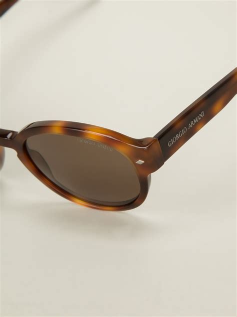 Giorgio Armani Oval Frame Sunglasses In Brown For Men Lyst