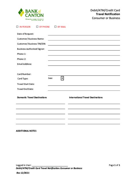 Fillable Online Travel Notification Card Maintenance Form Fax Email