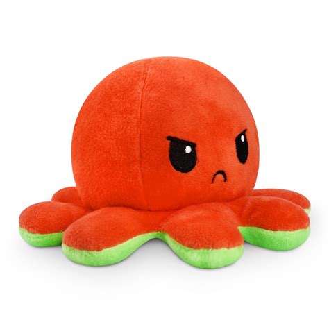 TeeTurtle The Original Reversible Octopus Plushie Red Green