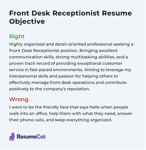 Top 18 Front Desk Receptionist Resume Objective Examples