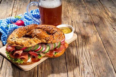 Oktoberfest Pretzel Sandwich Stock Photo Image Of Mushroom