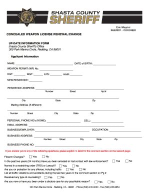 Fillable Online Please Bring Ccw Renewal Application Form To The