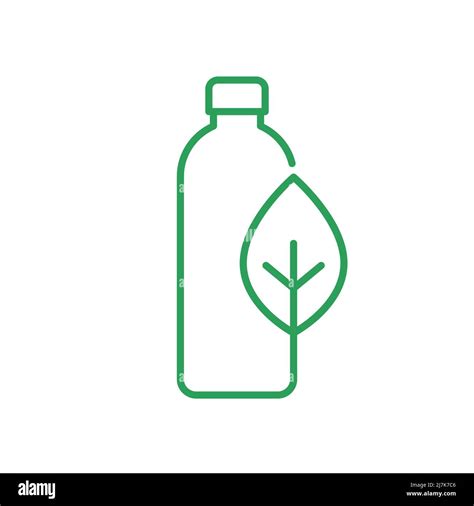 Green Biodegradable Bottle Line Icon Bioplastic Water Bottle Drink