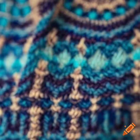 Close Up Shot Of Fair Isle Colorwork Knitting