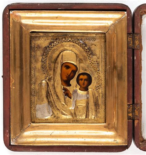 At Auction Russian Oklad Icon Showing The Mother Of God Kazanskaya