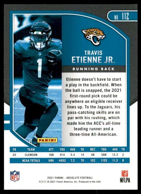 Panini Absolute Travis Etienne Jr Rookie Jacksonville Jaguars