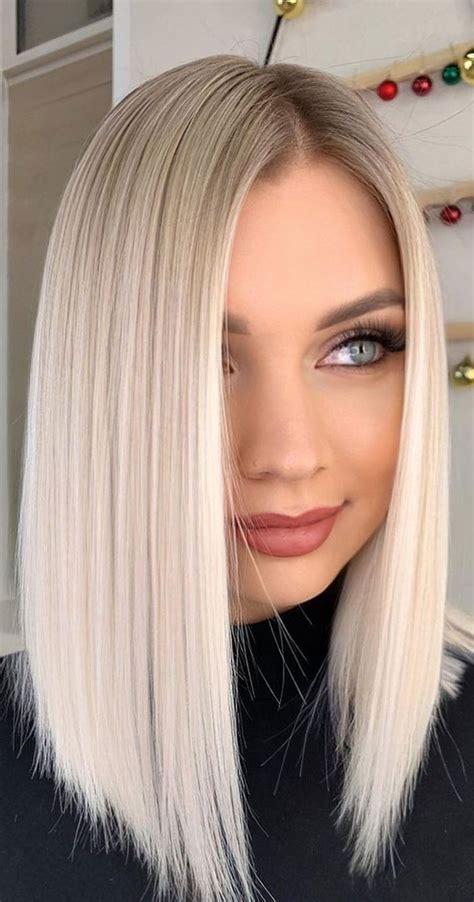 Best Blonde For Medium Length Haircuts Ombre Platinum Blonde Lob