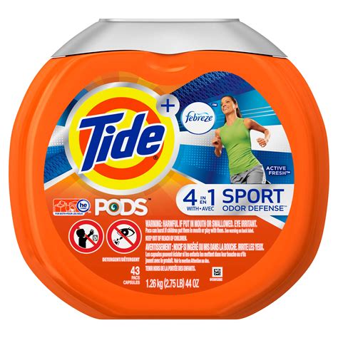 Tide PODS Plus Febreze Sport Odor Defense Laundry Pacs HE Active Fresh