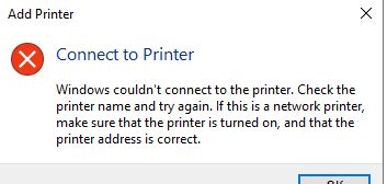 Fix Windows Cannot Connect To The Printer Check The Printer Name And