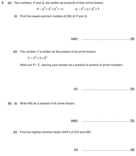 GCSE 9 1 Maths HCF LCM Past Paper Questions Page 2 Of 2 Pi