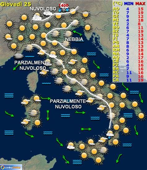 Le previsioni meteo per giovedì 25 e venerdì 26 gennaio Meteobook