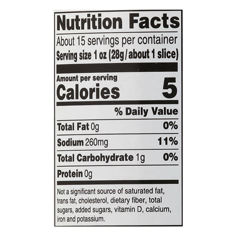 Raley S Kosher Sandwich Dill Slices Nutrition Facts