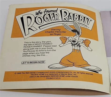 Disney Storyteller Who Framed Roger Rabbit Read Along Book No Tape Ebay