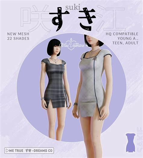 Sakie Dress Miss Valentine Sims 4 Dresses Sims 4 Clothing Sims 4