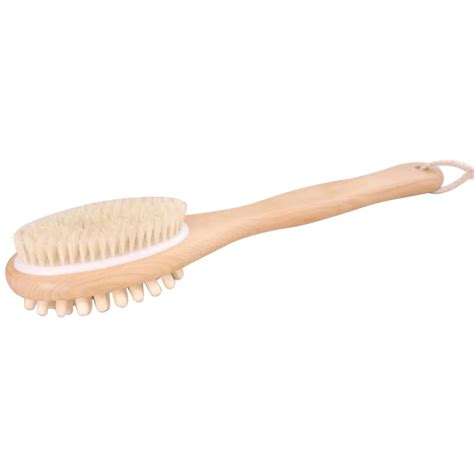 Double Sided Brush Both Sides Natural Bristle Body Back Brush Wooden