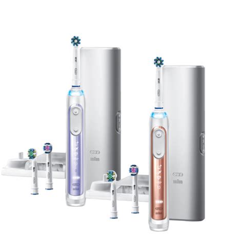 Oral B Genius 7500 Rechargeable Electric Toothbrush Twin Pack Orchid Purple And Rose Gold Oral B