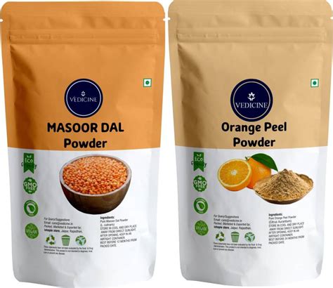 Vedicine Masoor Dal Powder Red Lentils And Orange Peel Powder For