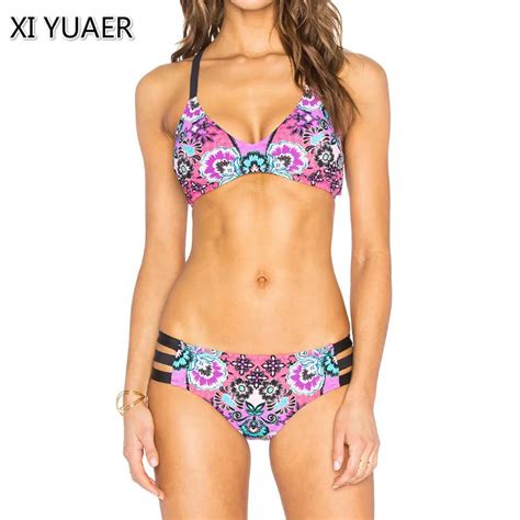 2018 Sexy Bikinis Women Swimsuit Push Up Swimwear Women Bandeau Print