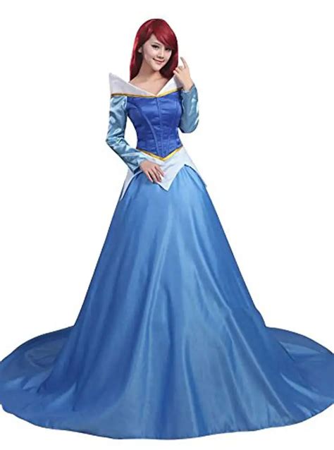 Sleeping Beauty Princess Aurora Blue Satin Adult Costume Dress