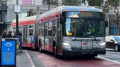 San Francisco Muni 2016 New Flyer Xcelsior Xde60 6582 On Route 8